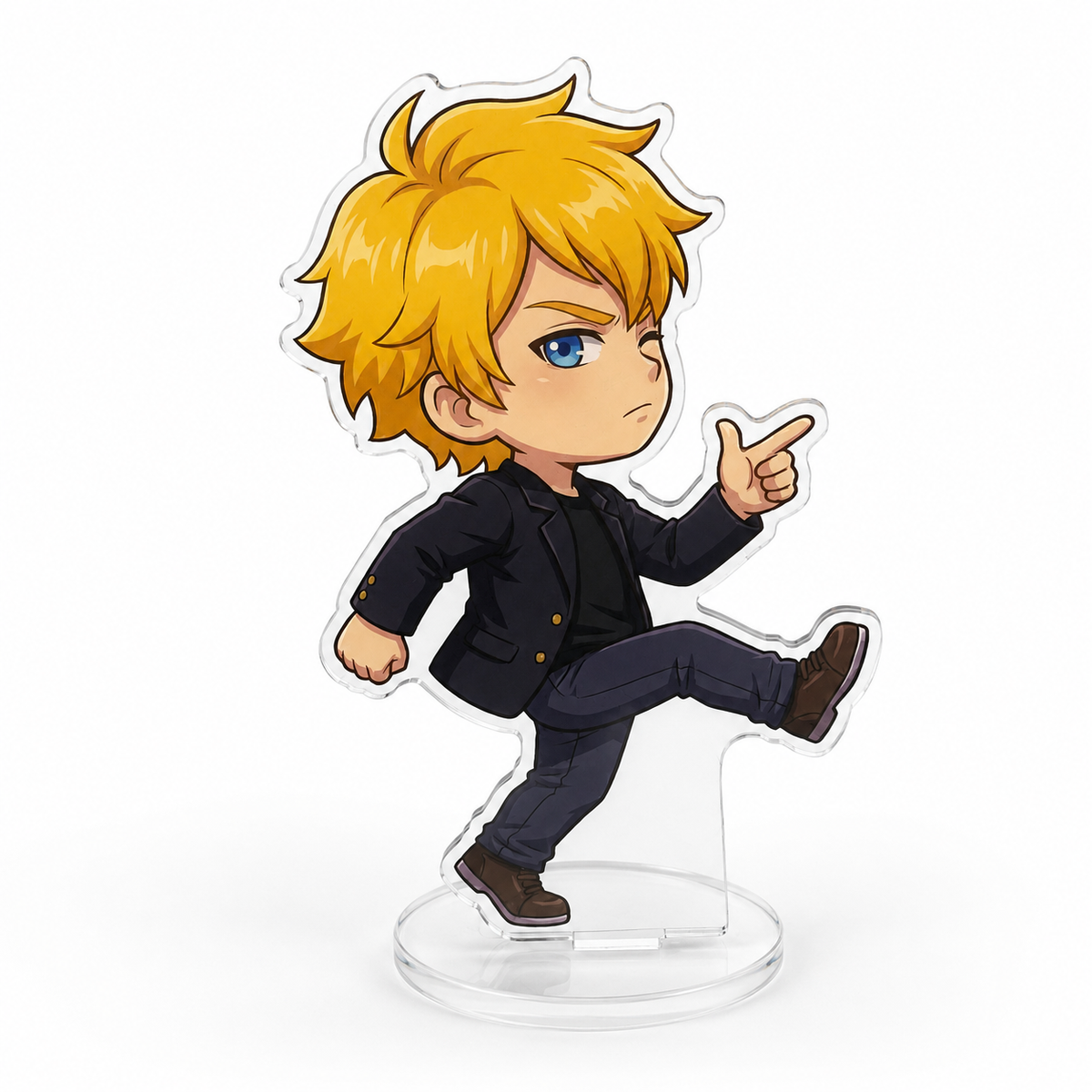 Custom stained glass acrylic coffin standees with clear acrylic display base